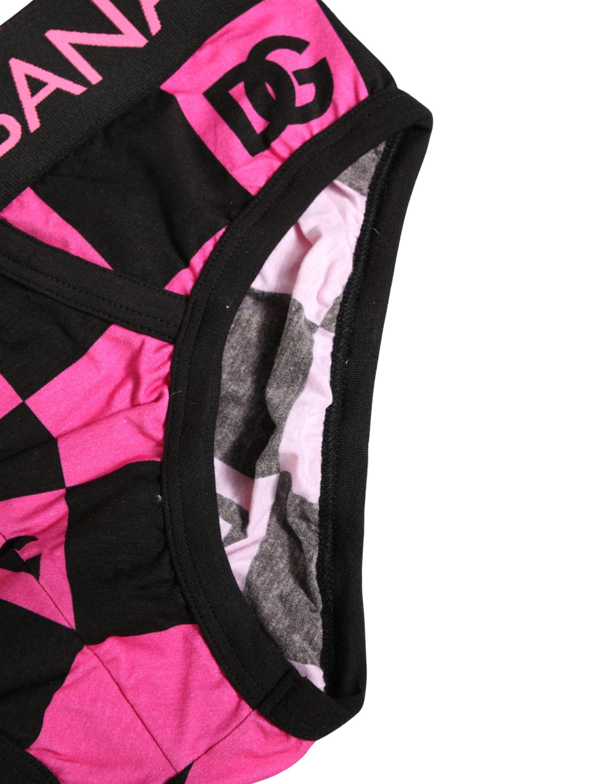 Dolce & Gabbana Schwarzer Pink Logo Baumwoll Brando Brief Unterwäsche
