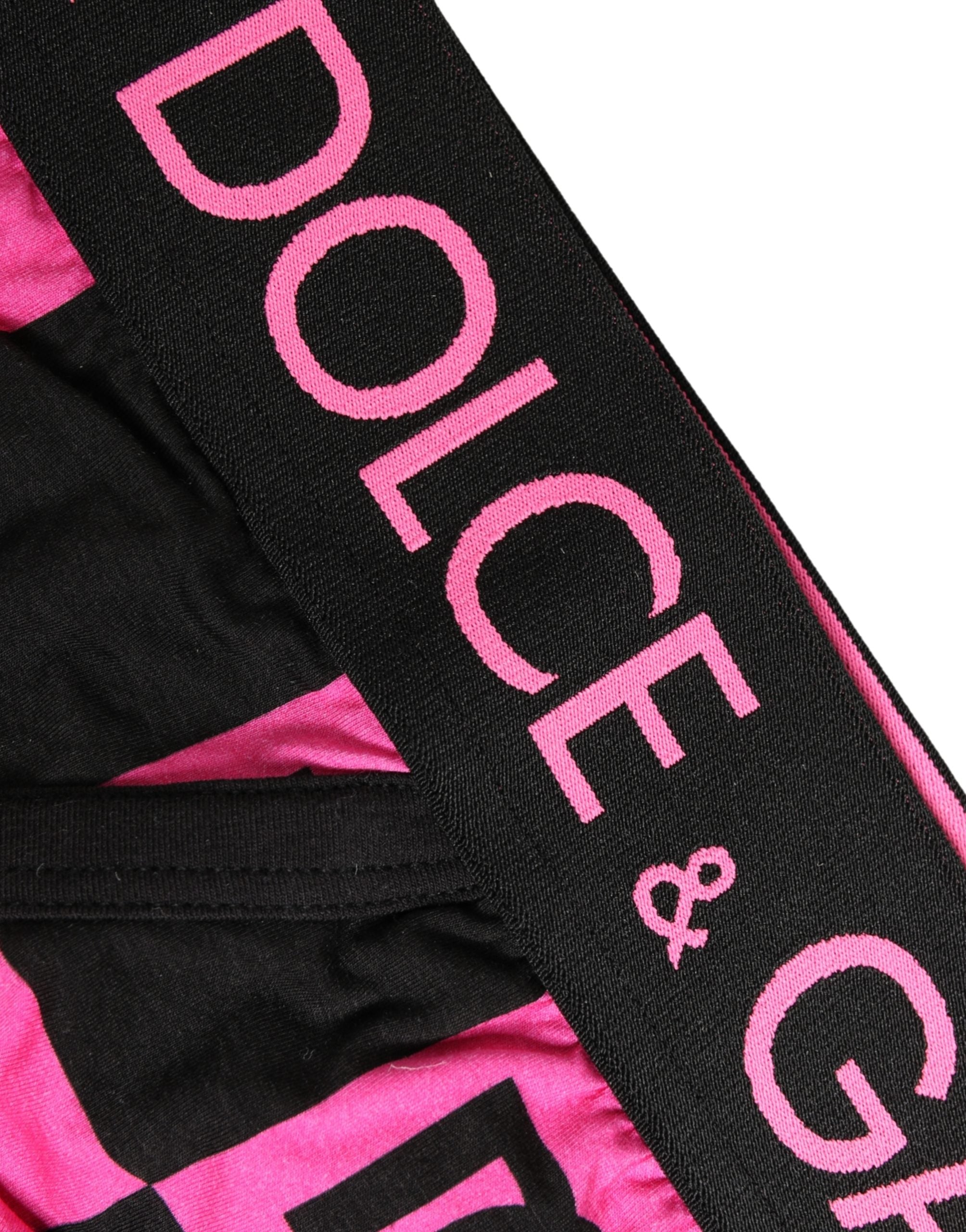 Dolce & Gabbana Schwarzer Pink Logo Baumwoll Brando Brief Unterwäsche