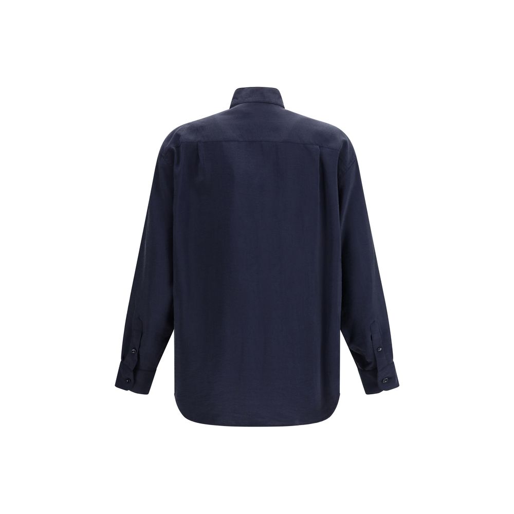 Giorgio Armani Blaues Seidenhemd