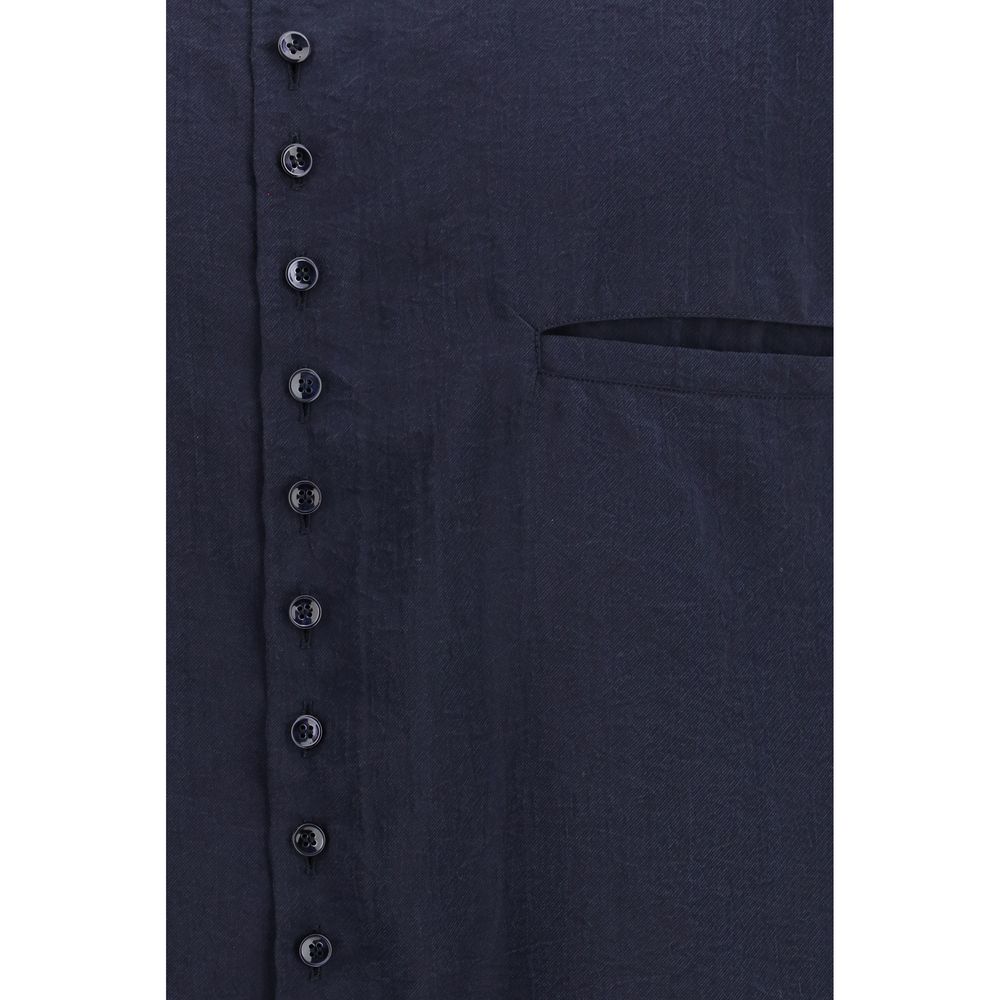 Giorgio Armani Blaues Seidenhemd
