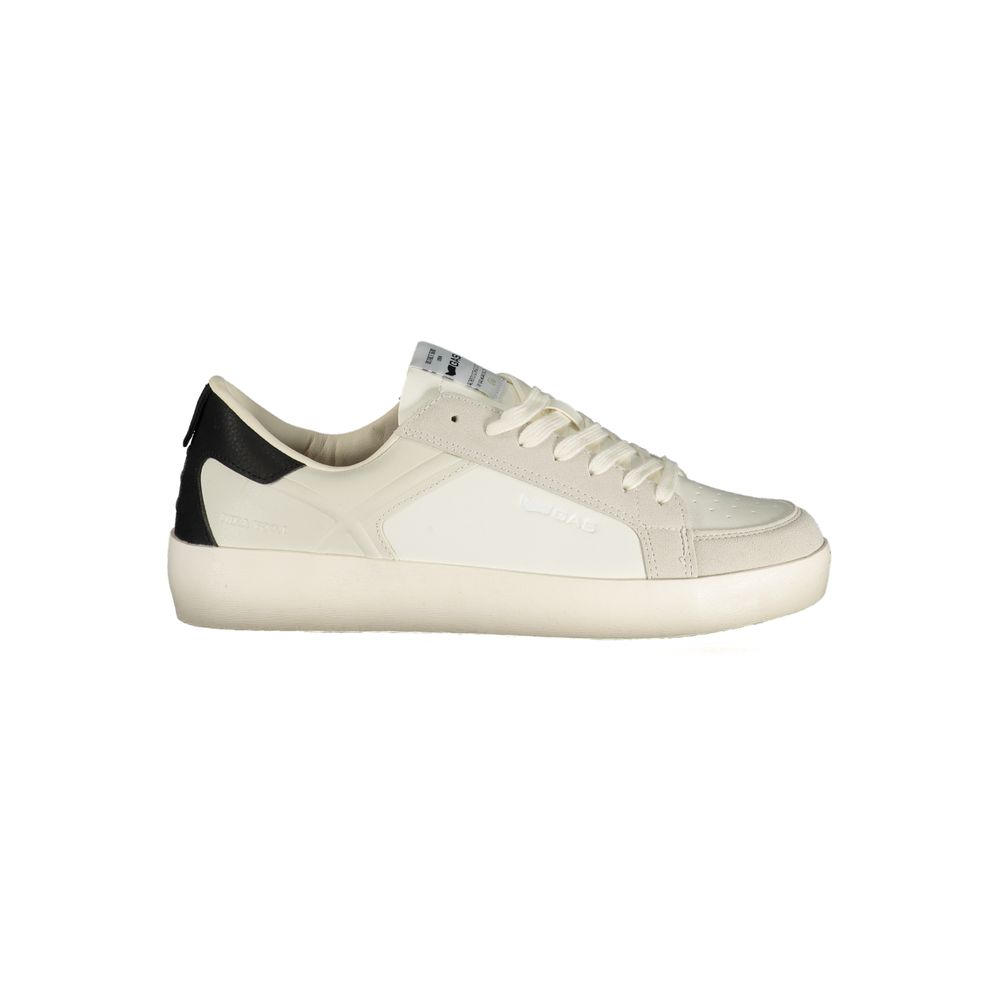 Gas White Polyester Athletic-Look Sneakers