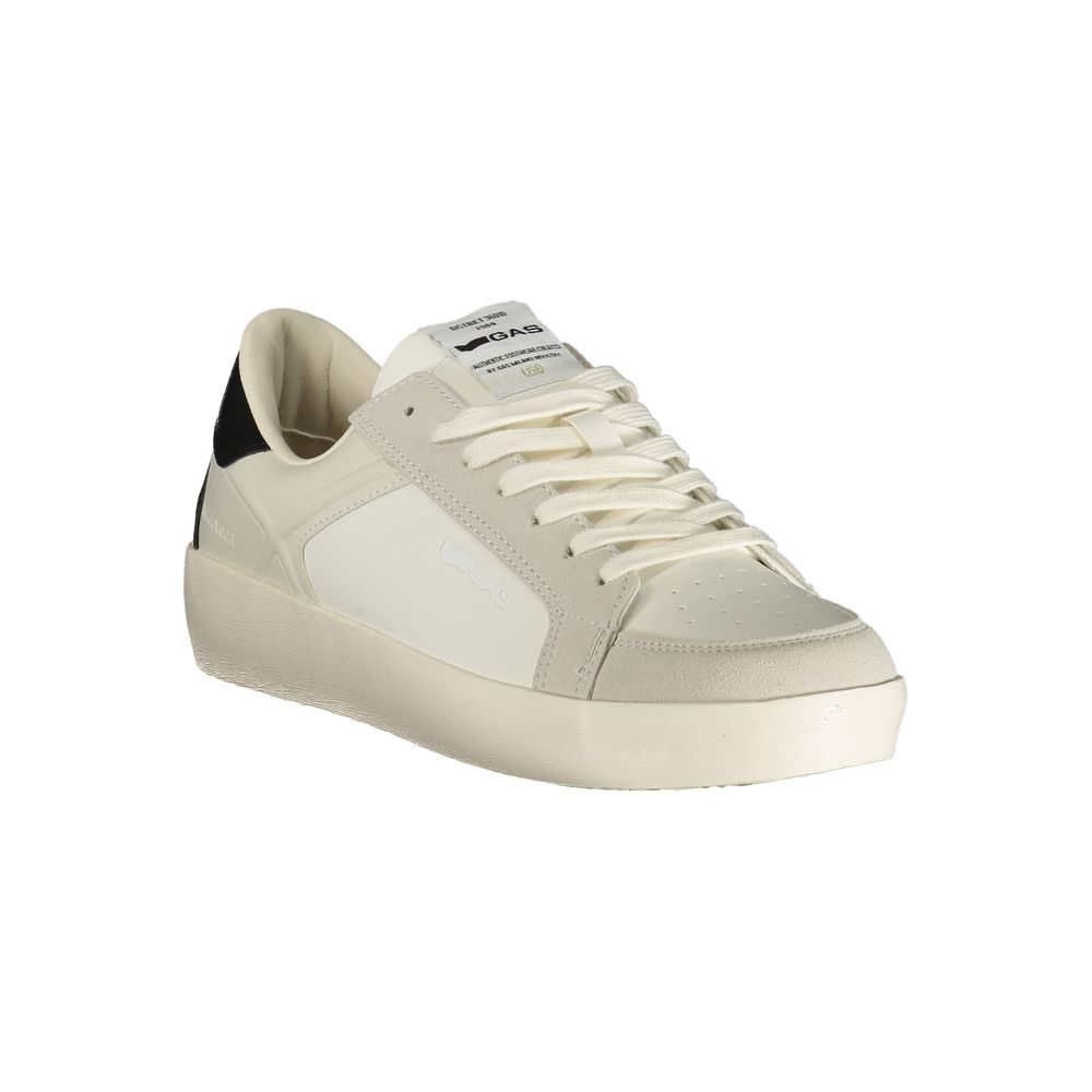 Gas White Polyester Athletic-Look Sneakers