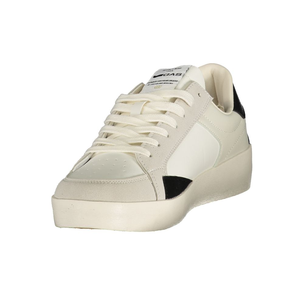 Gas White Polyester Athletic-Look Sneakers