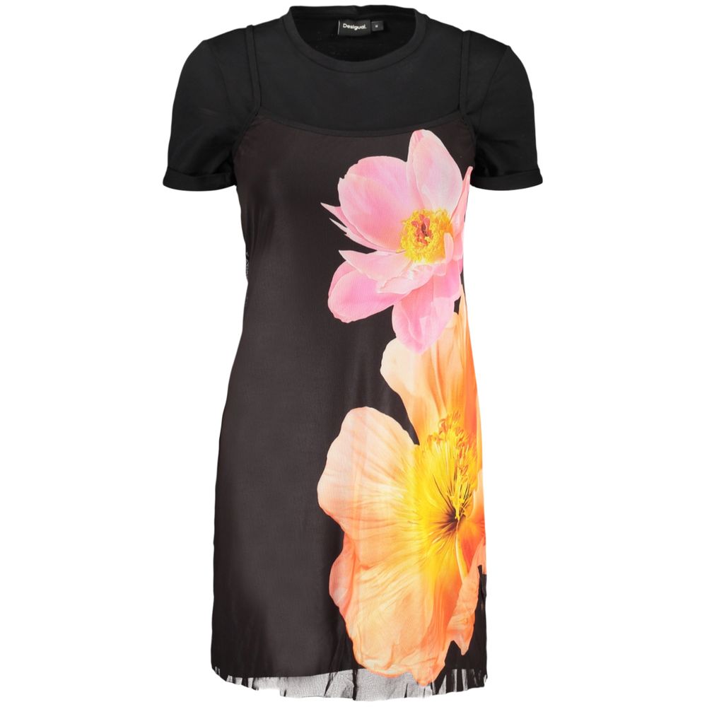 Desigual Schwarzes Baumwoll-Freizeitkleid