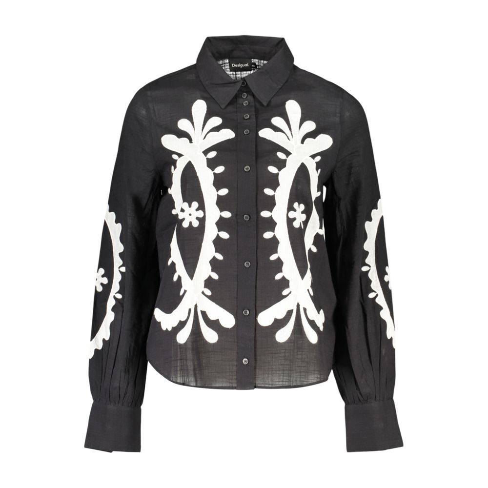 Desigual Black Patterned Cotton Shirt