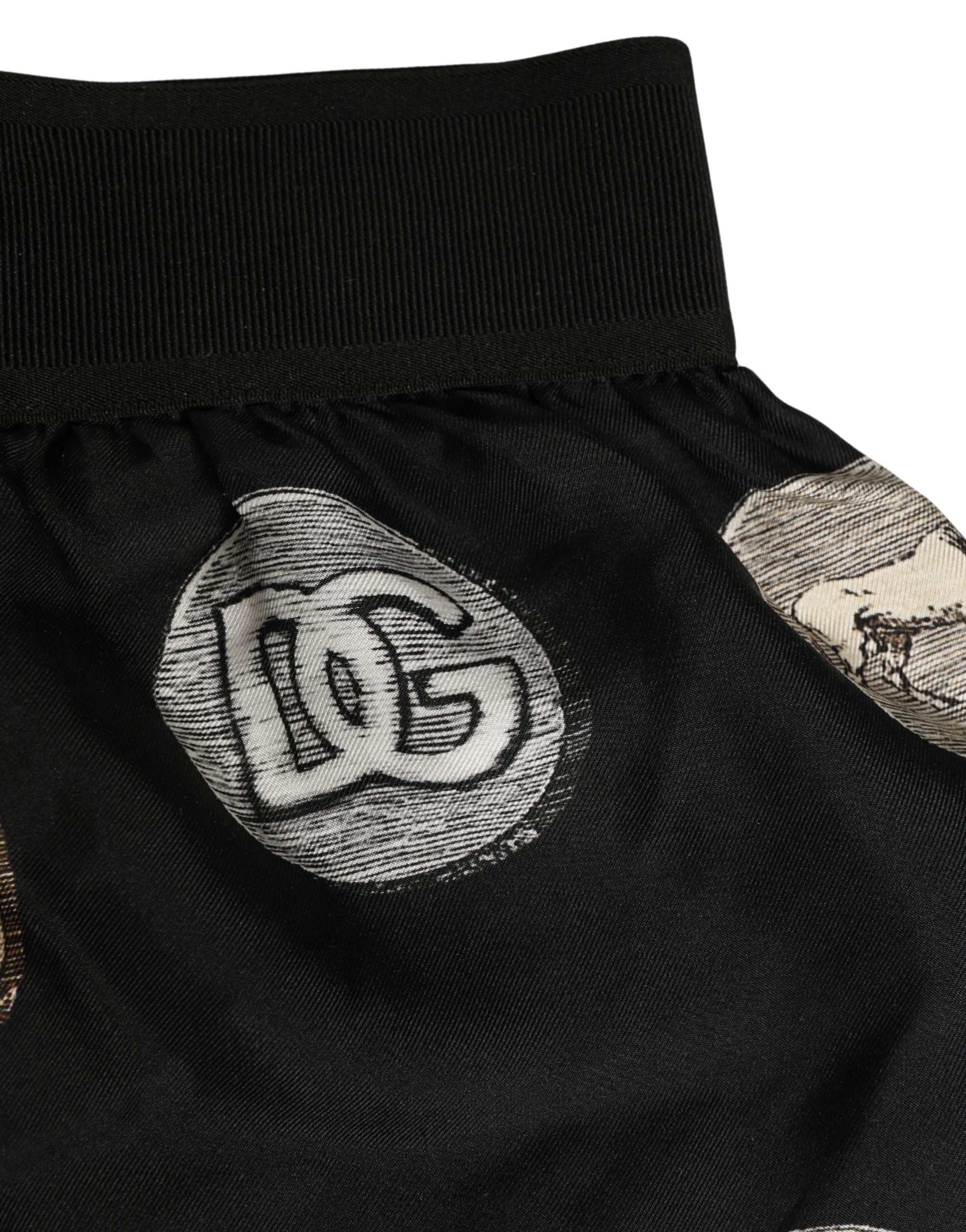 Dolce & Gabbana Schwarze Boxershorts mit Print antiker Münzen