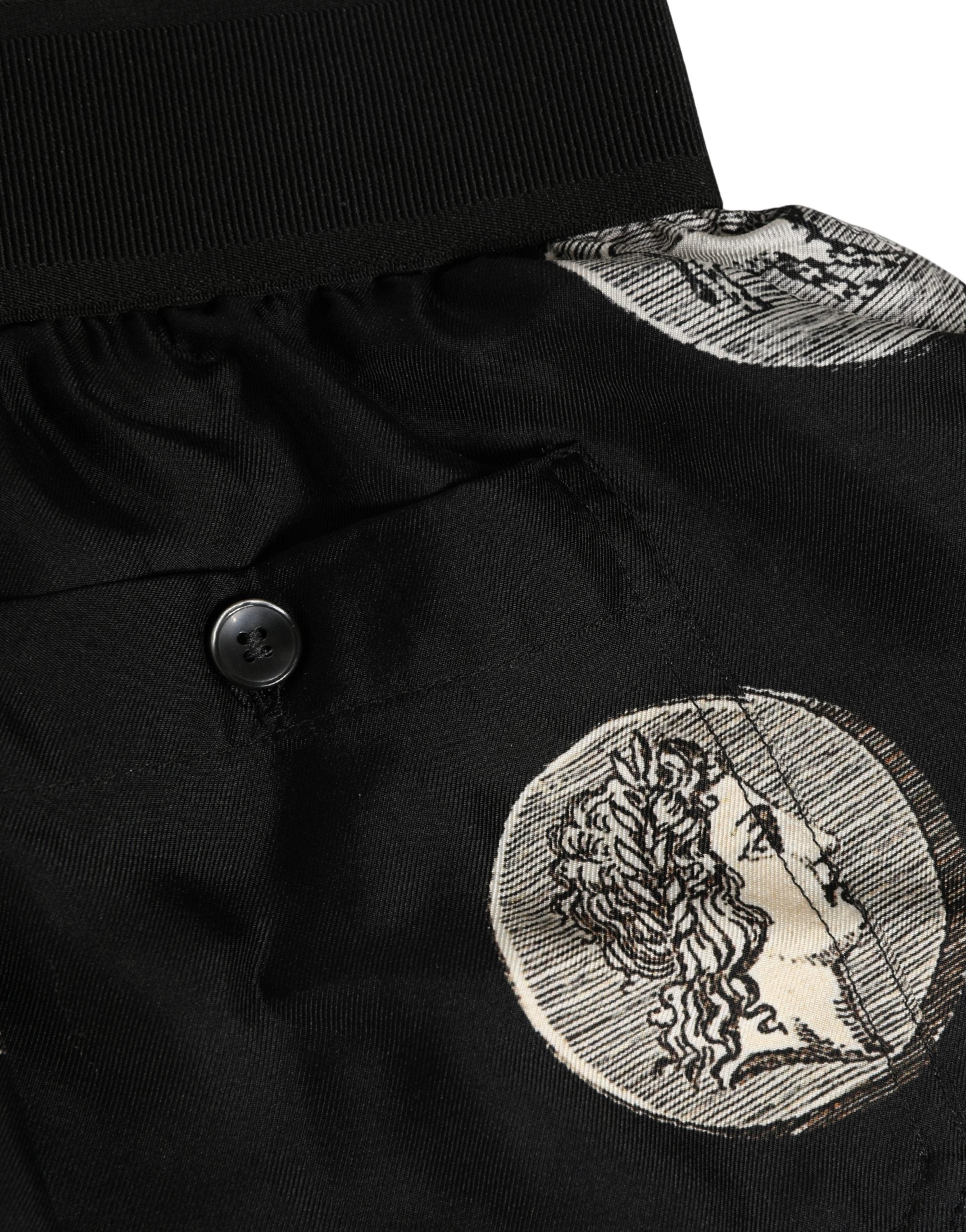 Dolce & Gabbana Schwarze Boxershorts mit Print antiker Münzen