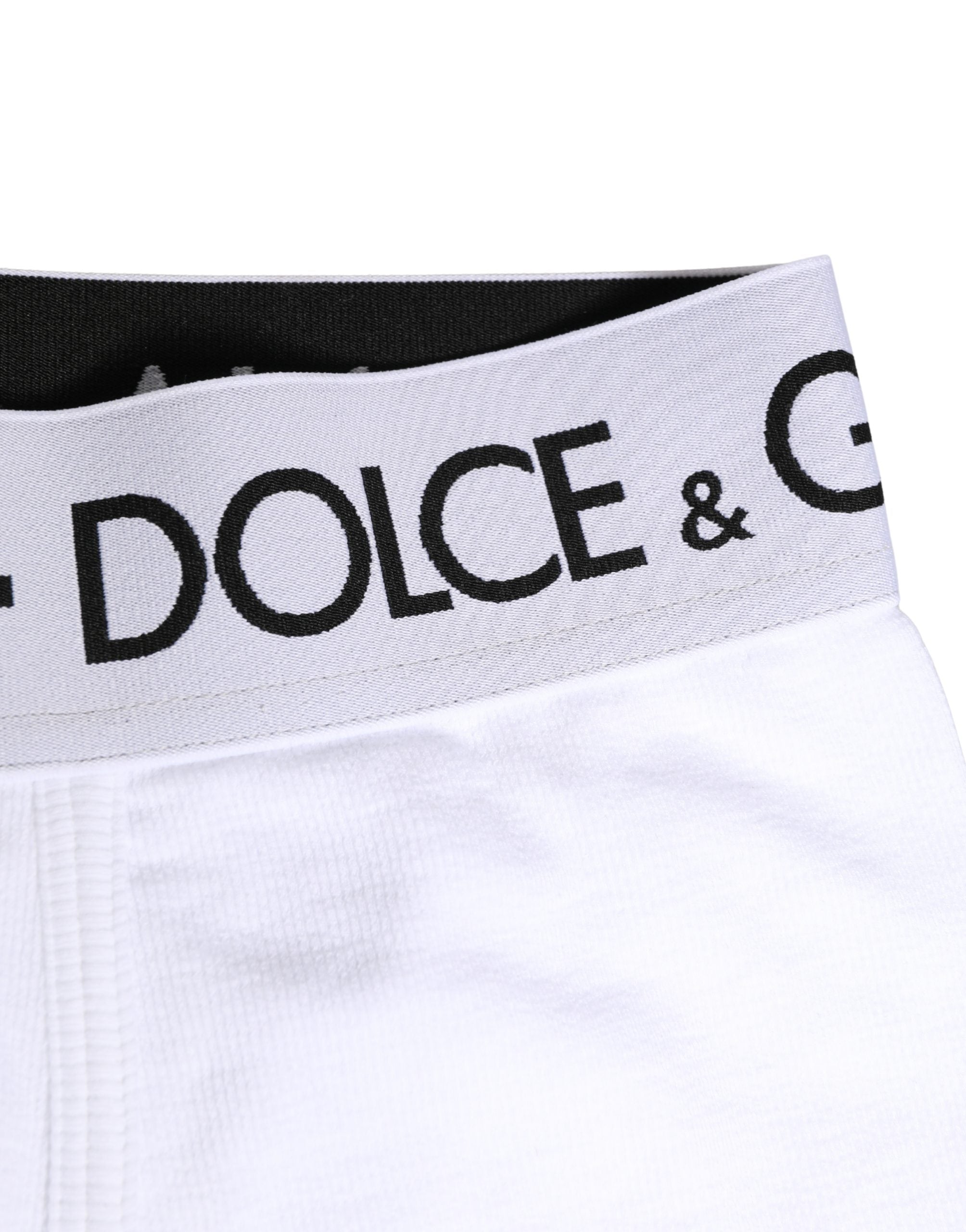 Dolce & Gabbana Weiße Boxer-Unterhose mit Logo-Bund