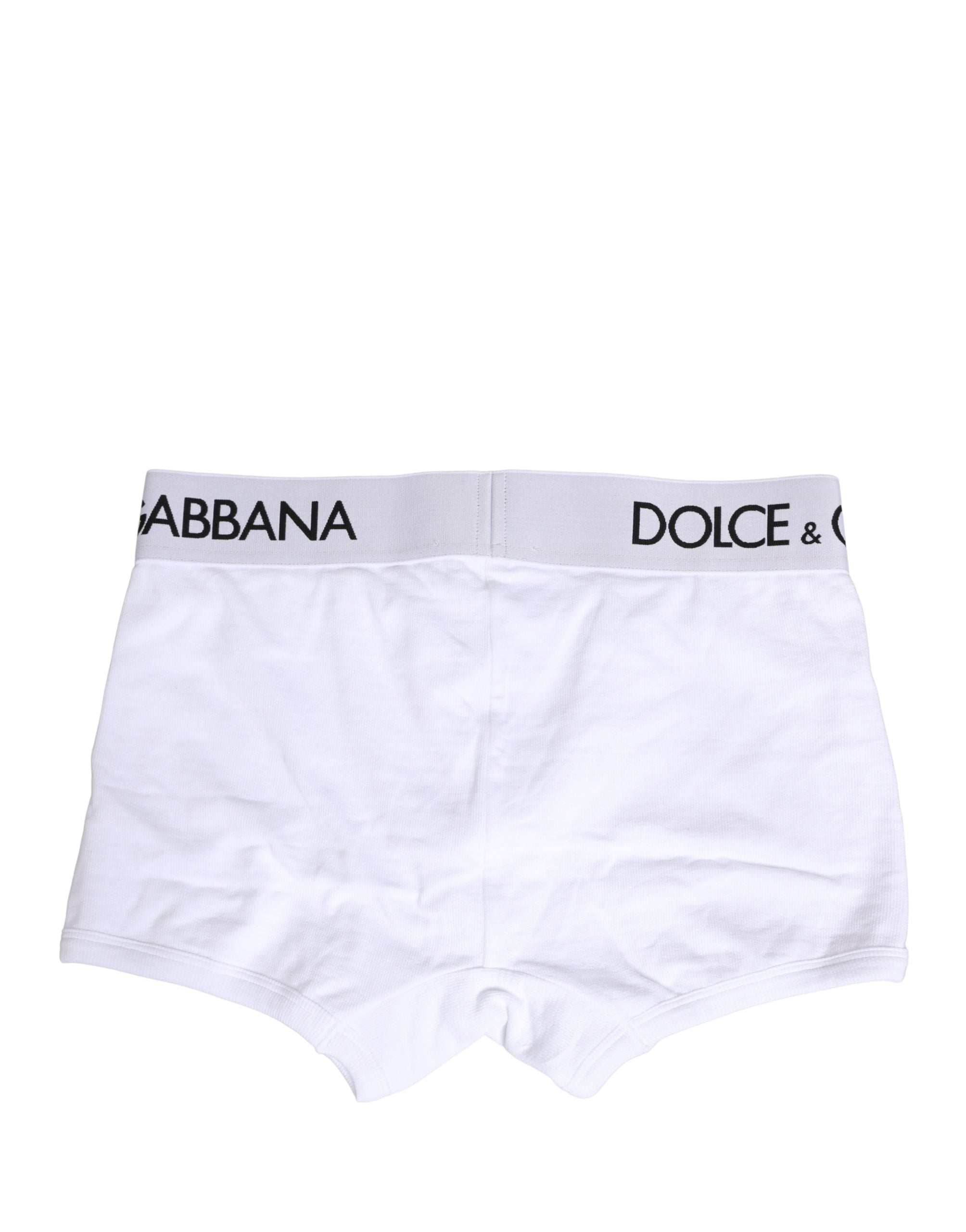 Dolce & Gabbana Weiße Boxer-Unterhose mit Logo-Bund