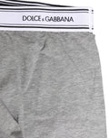 Dolce & Gabbana Graue Herren-Boxershorts aus Baumwolle mit Logo-Bund