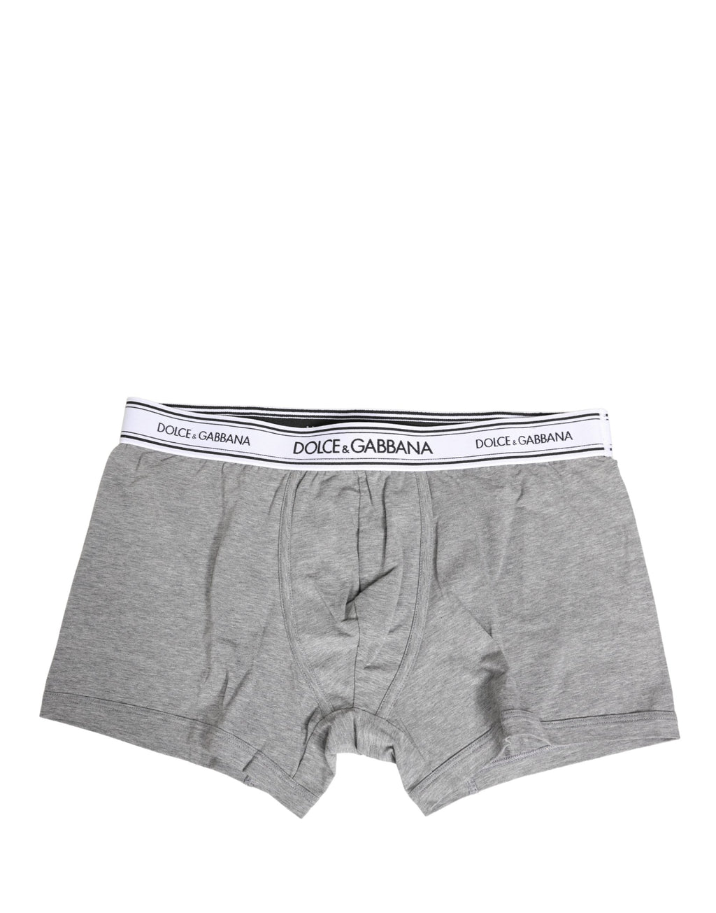 Dolce & Gabbana Graue Herren-Boxershorts aus Baumwolle mit Logo-Bund