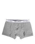 Dolce & Gabbana Graue Herren-Boxershorts aus Baumwolle mit Logo-Bund
