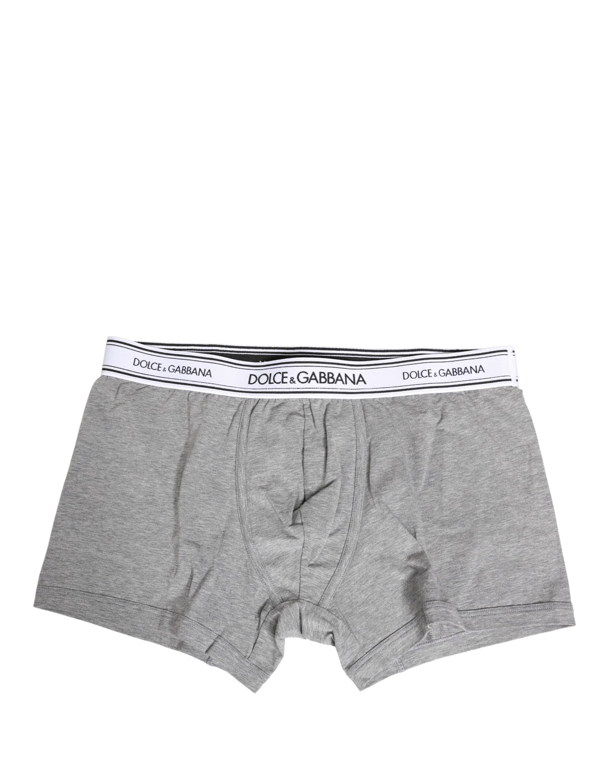 Dolce & Gabbana Graue Herren-Boxershorts aus Baumwolle mit Logo-Bund