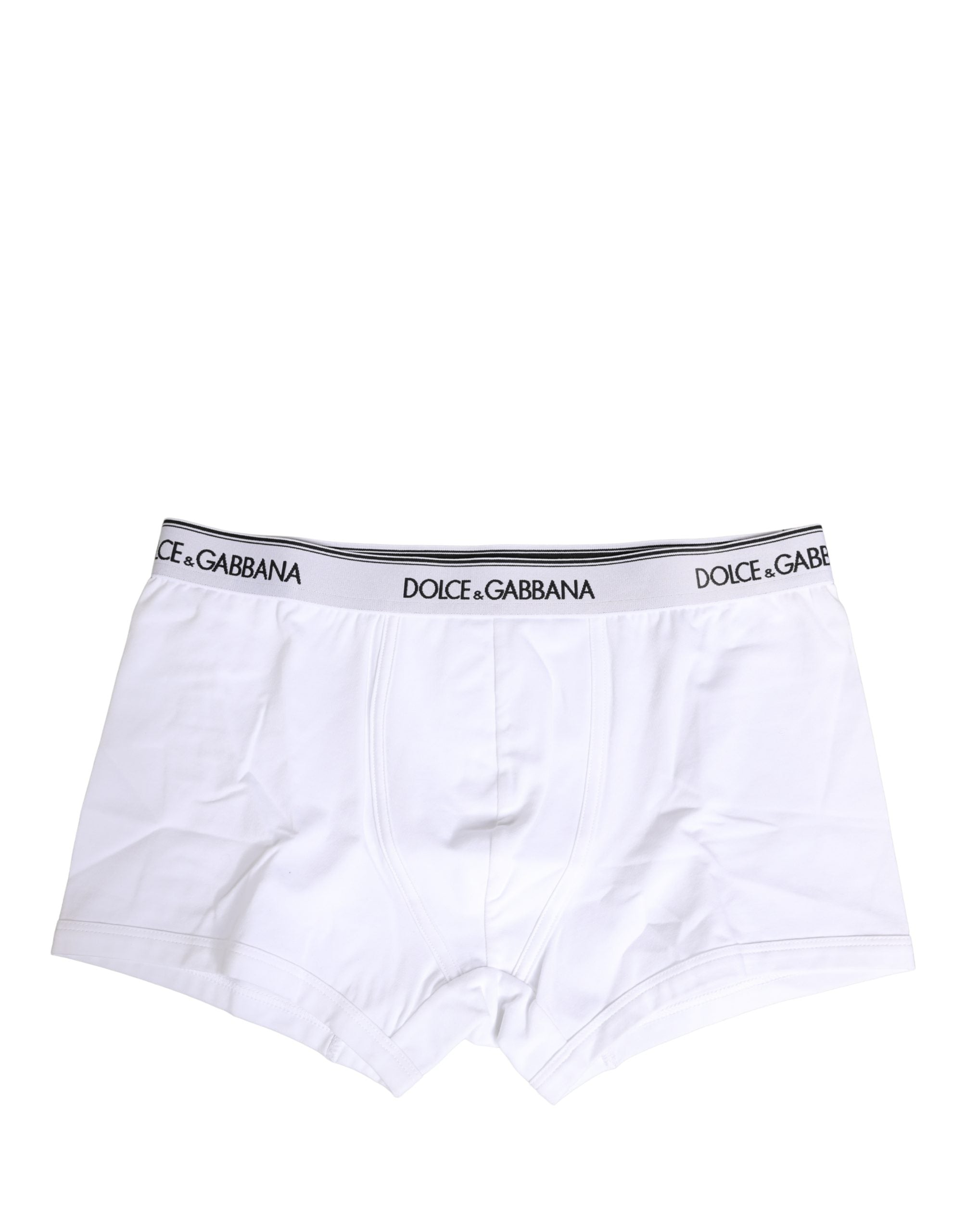Dolce & Gabbana Weiße Baumwoll-Boxershorts mit Logo-Bund