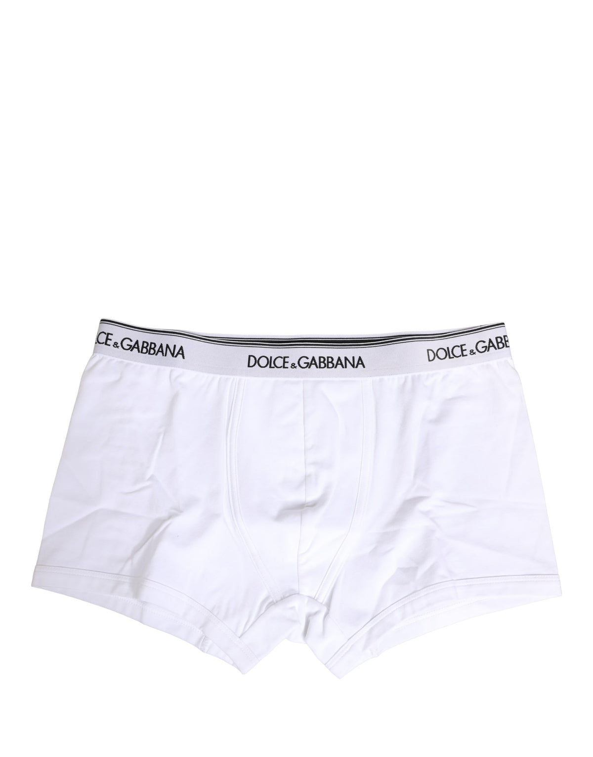 Dolce & Gabbana Weiße Baumwoll-Boxershorts mit Logo-Bund