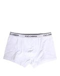 Dolce & Gabbana Weiße Baumwoll-Boxershorts mit Logo-Bund