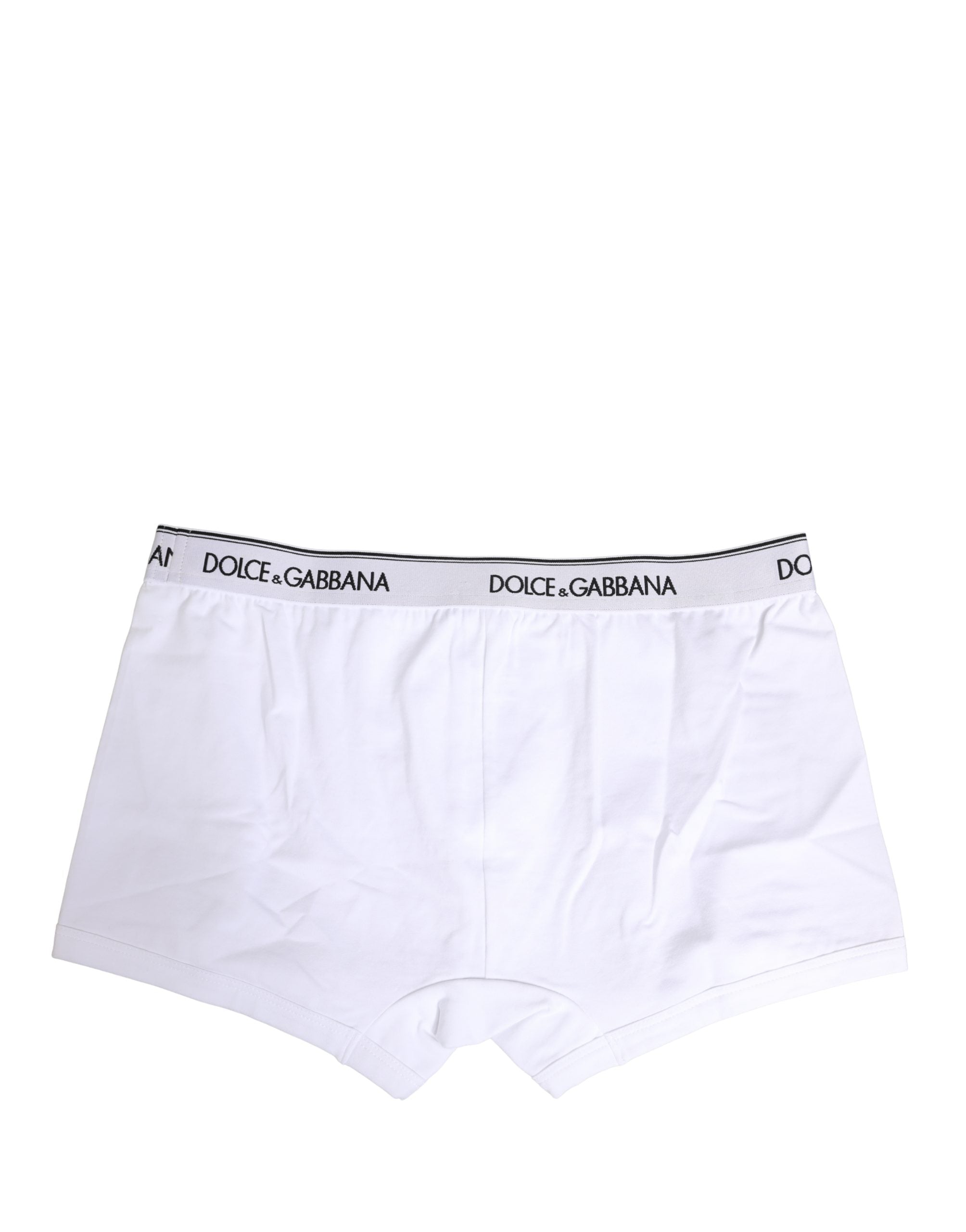 Dolce & Gabbana Weiße Baumwoll-Boxershorts mit Logo-Bund