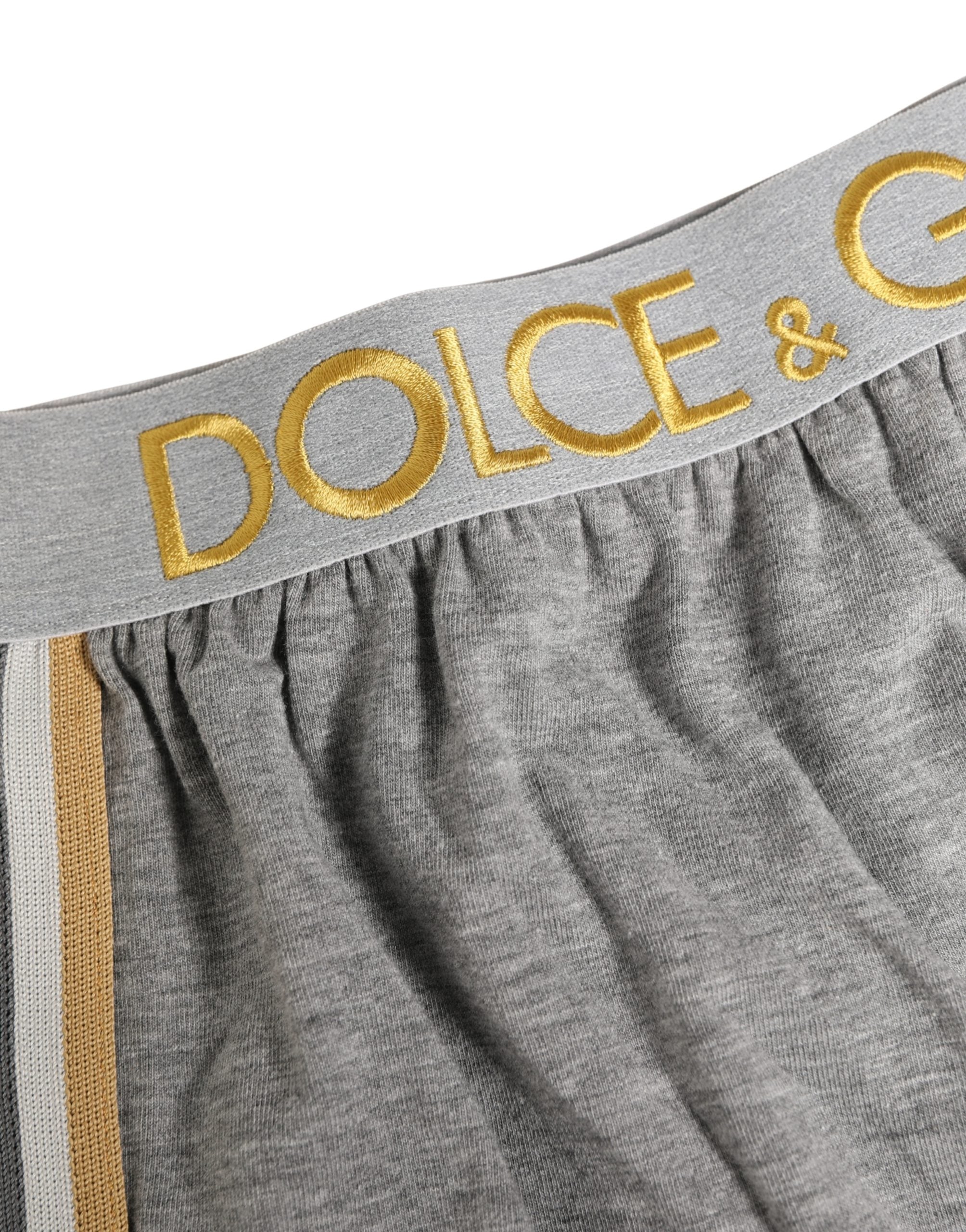 Dolce & Gabbana Graue Herren-Boxershorts aus Baumwolle mit Logo-Bund