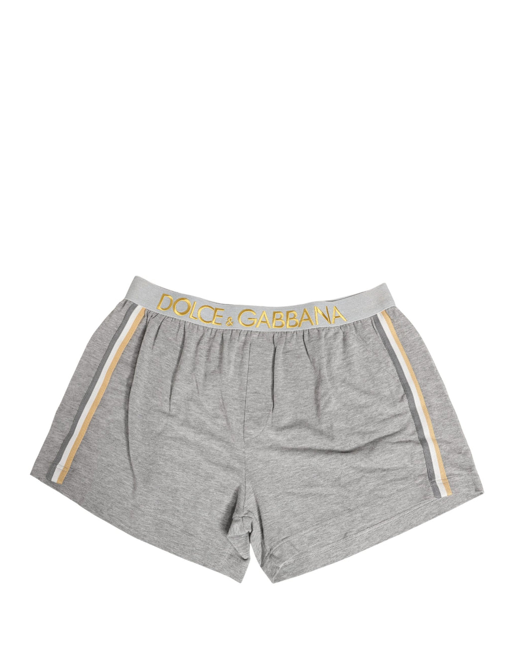 Dolce & Gabbana Graue Herren-Boxershorts aus Baumwolle mit Logo-Bund