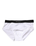 Dolce & Gabbana Weiße schwarze Logo-Bund Herren-Slip Unterwäsche
