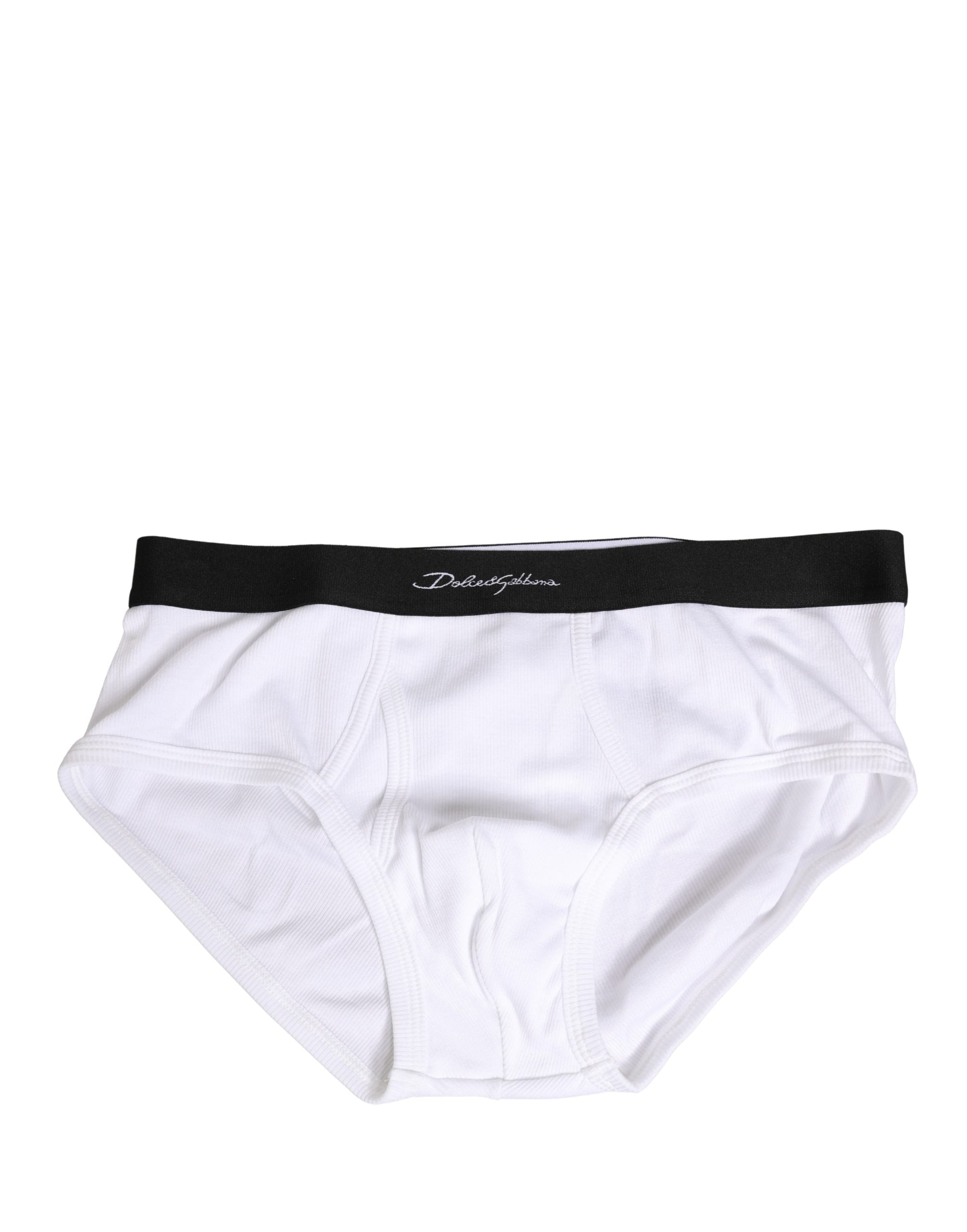 Dolce & Gabbana Weiße schwarze Logo-Bund Herren-Slip Unterwäsche