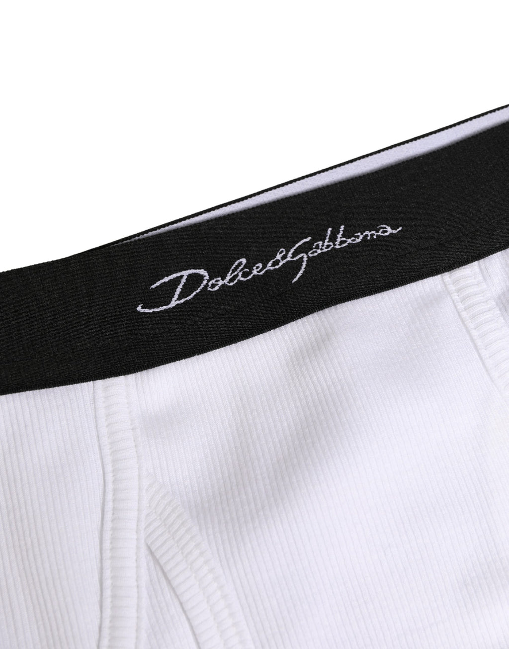 Dolce & Gabbana Weiße schwarze Logo-Bund Herren-Slip Unterwäsche