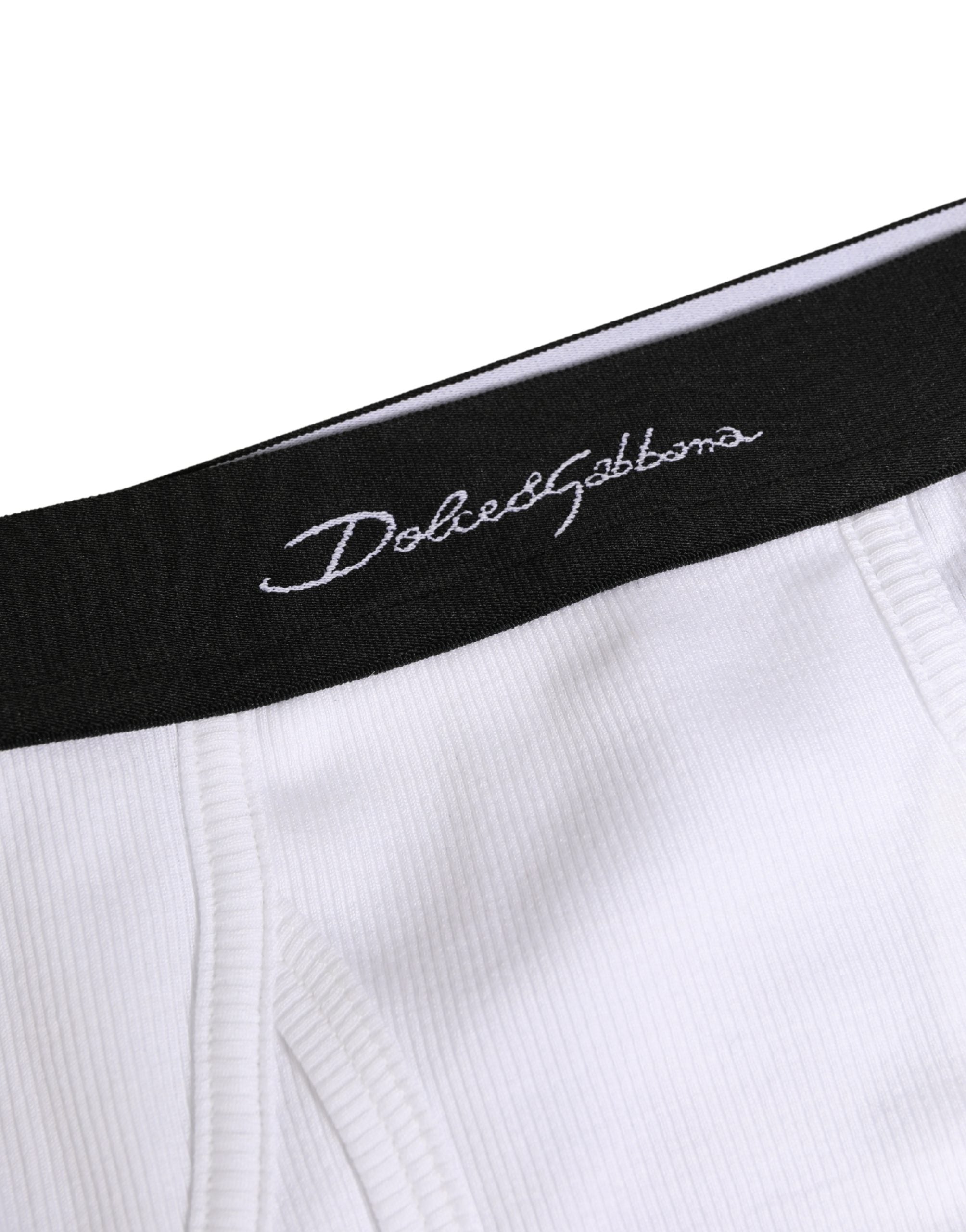 Dolce & Gabbana Weiße schwarze Logo-Bund Herren-Slip Unterwäsche