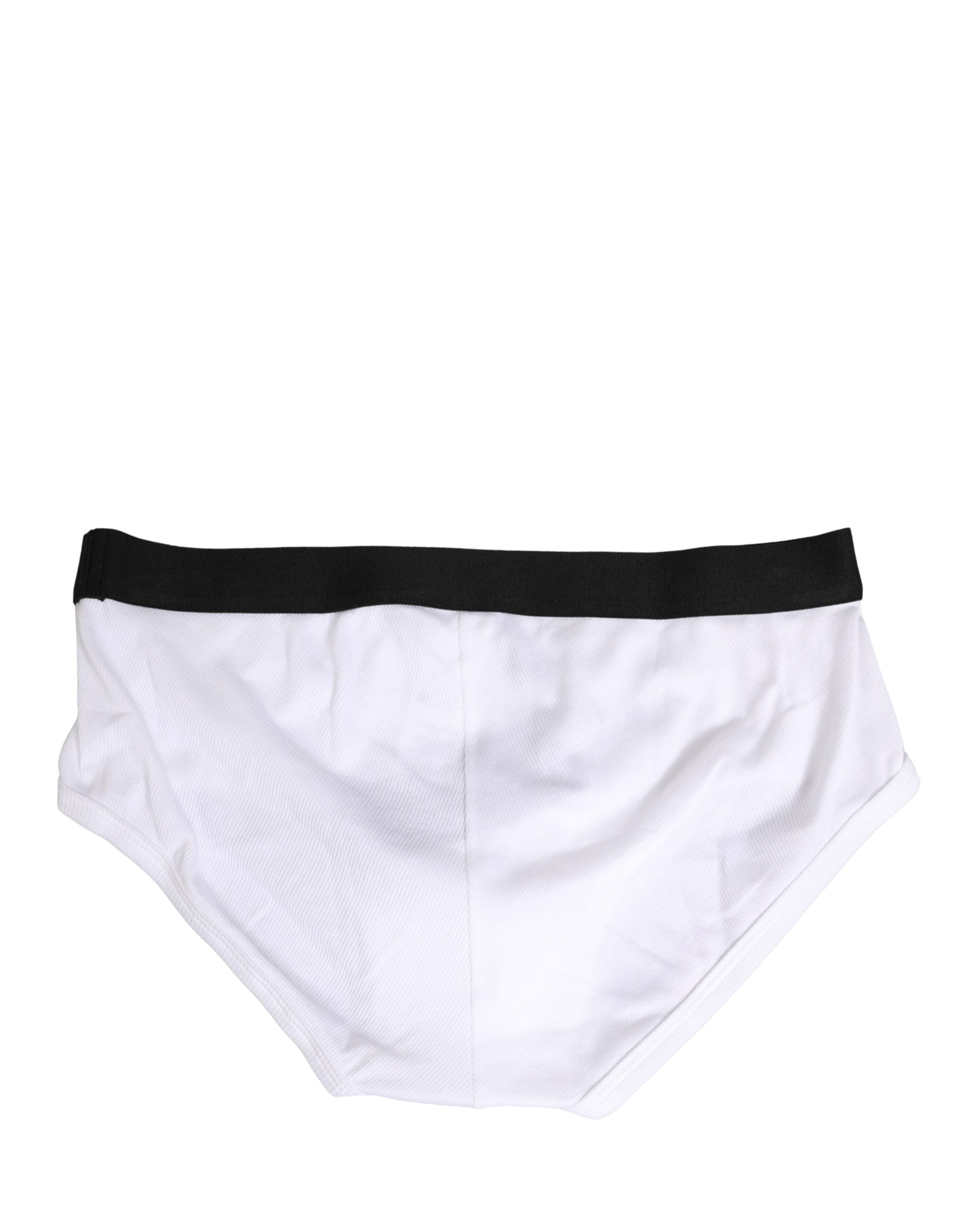 Dolce & Gabbana Weiße schwarze Logo-Bund Herren-Slip Unterwäsche