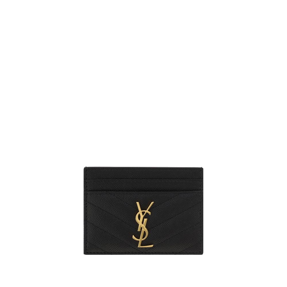 Saint Laurent Schwarzes Kalbsleder Bos Taurus Portemonnaie