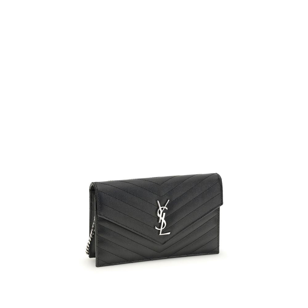 Saint Laurent Schwarze Bos Taurus Kalbsleder Schultertasche