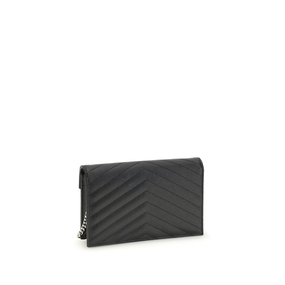 Saint Laurent Schwarze Bos Taurus Kalbsleder Schultertasche