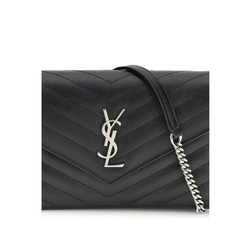 Saint Laurent Schwarze Bos Taurus Kalbsleder Schultertasche
