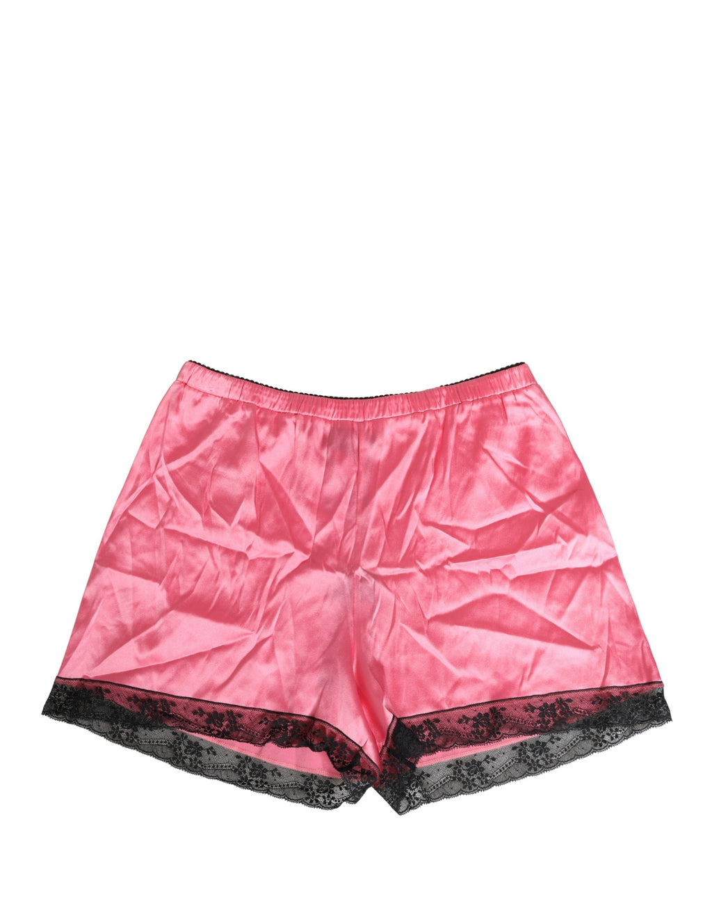 Dolce & Gabbana Pinke Pyjamashorts aus Seidensatin mit Spitzendetails