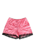 Dolce & Gabbana Pinke Pyjamashorts aus Seidensatin mit Spitzendetails