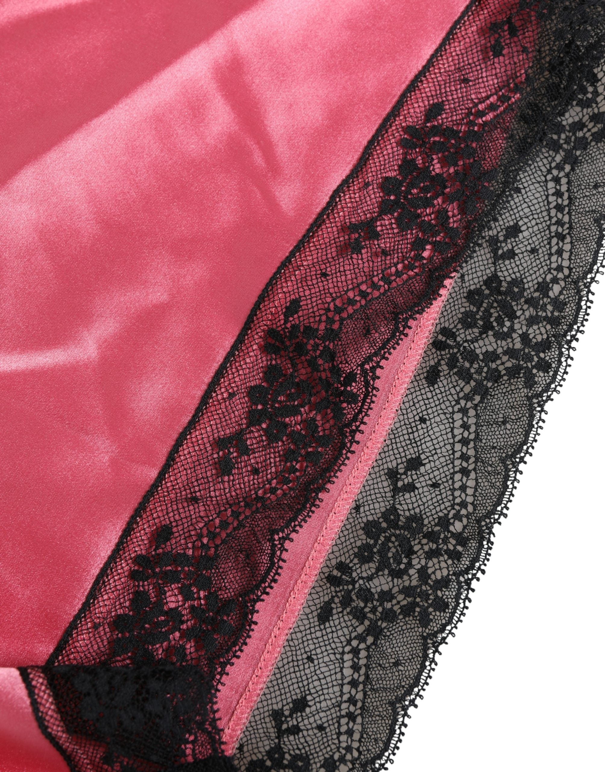 Dolce & Gabbana Pinke Pyjamashorts aus Seidensatin mit Spitzendetails