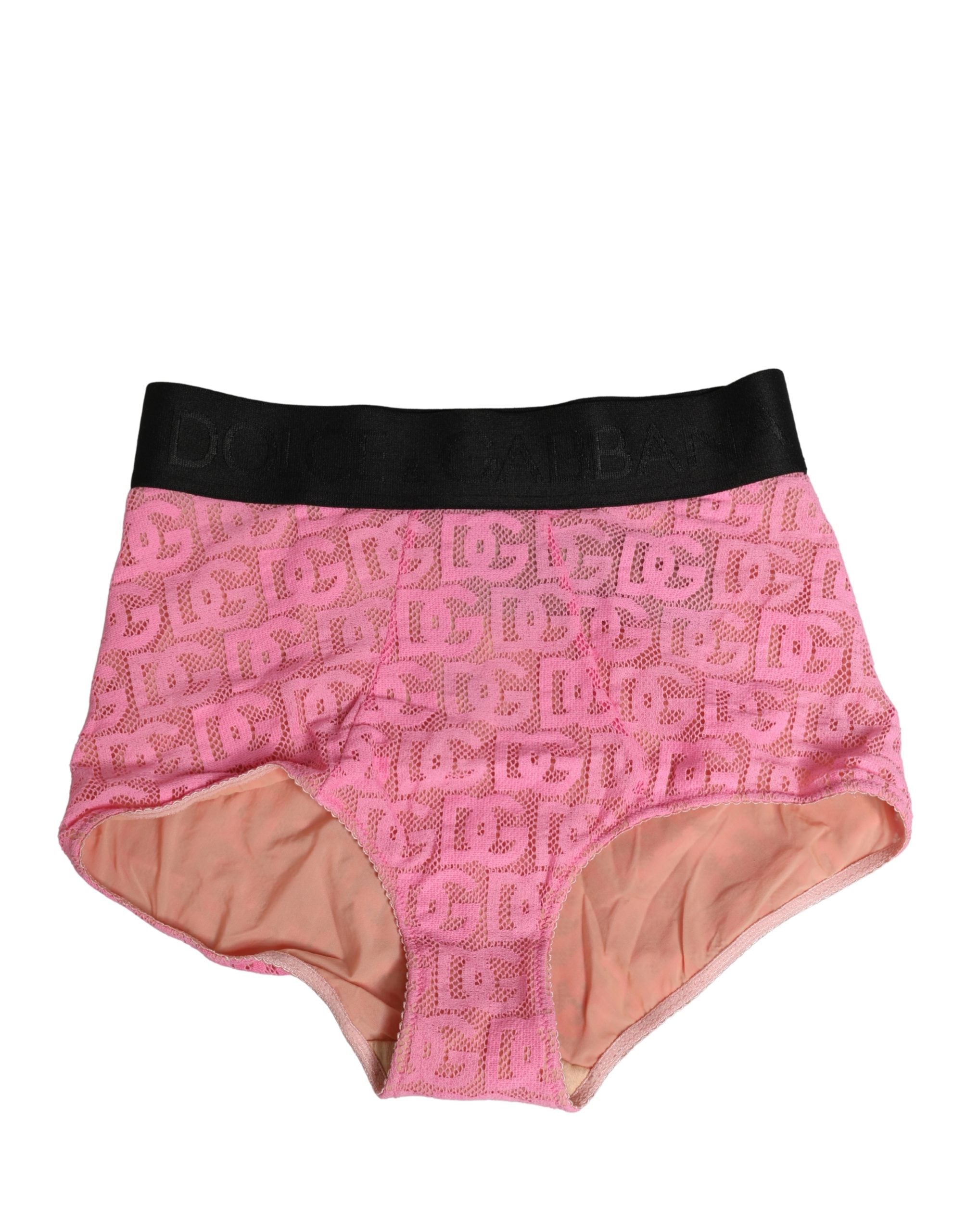 Dolce & Gabbana Pinke Baumwoll-Gürtelunterwäsche mit DG-Logo und hoher Taille