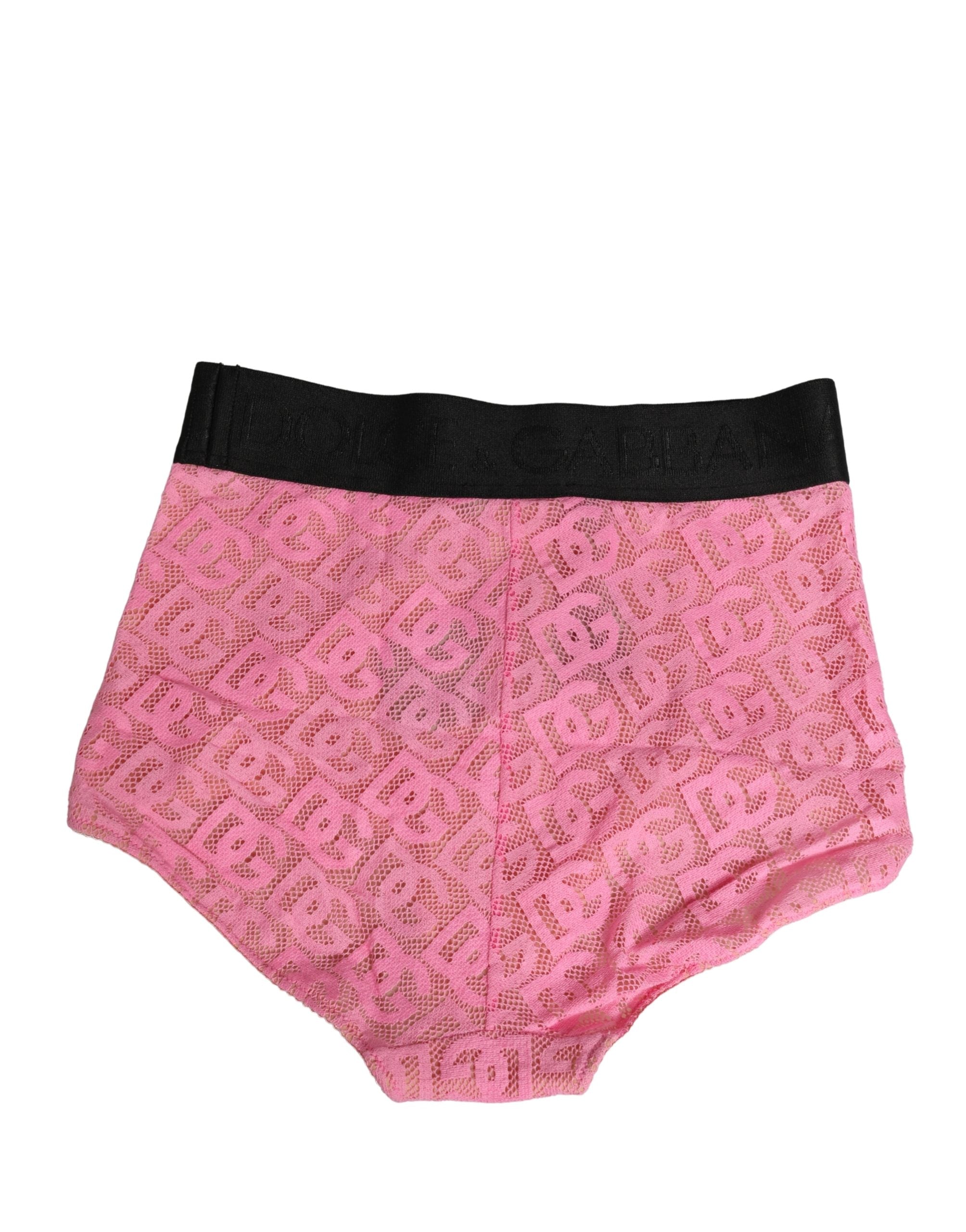Dolce & Gabbana Pinke Baumwoll-Gürtelunterwäsche mit DG-Logo und hoher Taille