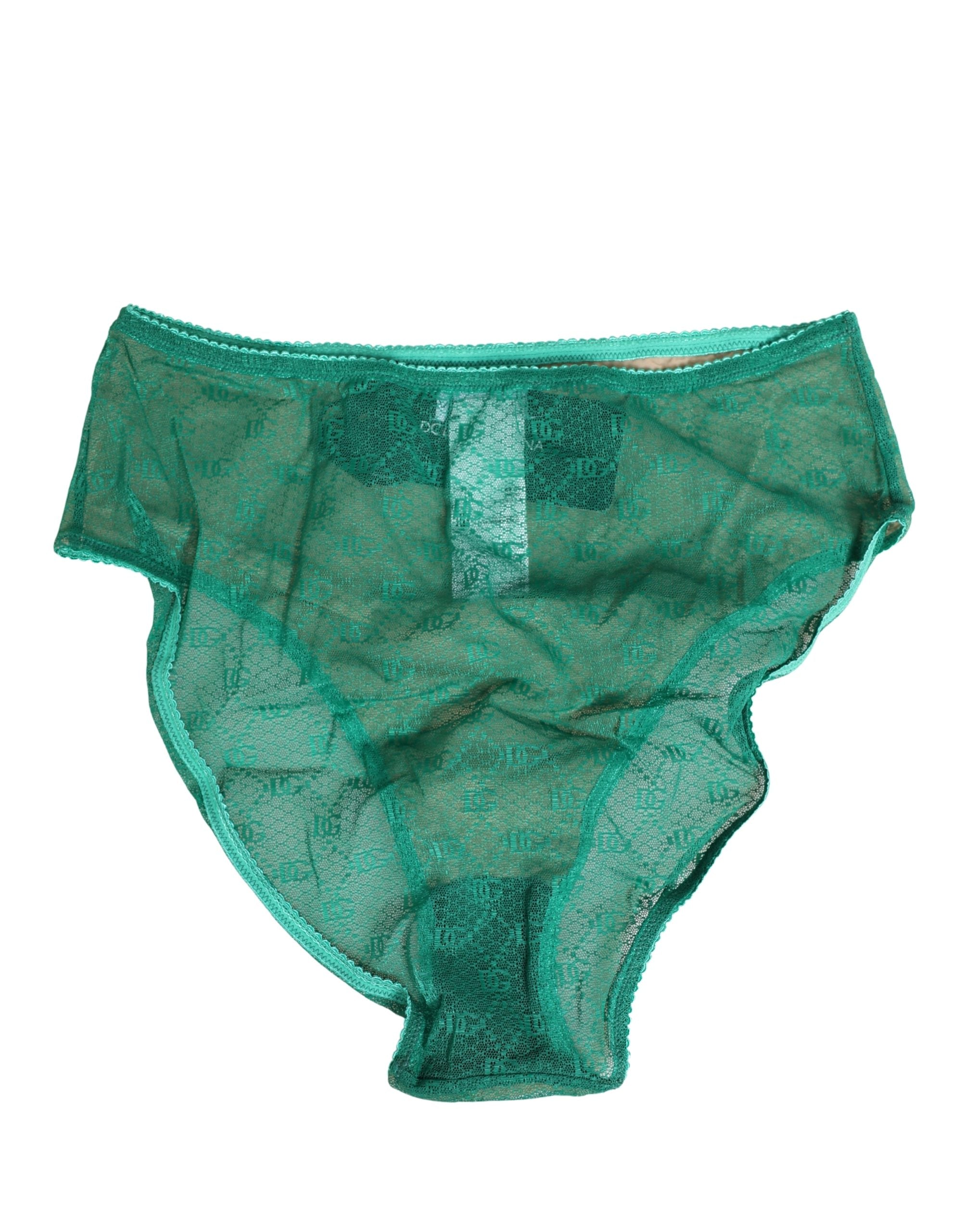 Dolce & Gabbana Grüne Spitzen-Nylon-Panty von DG Lingerie