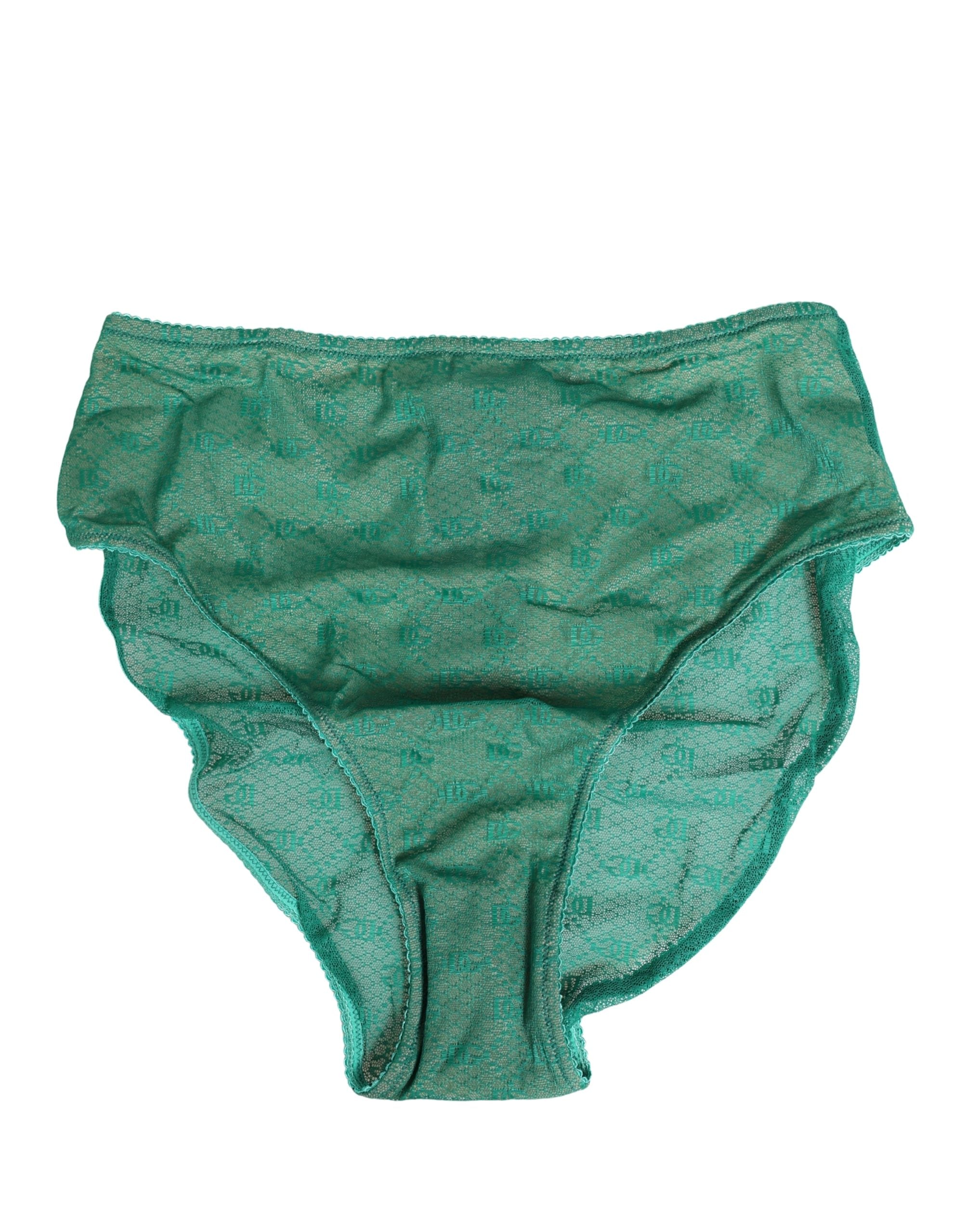 Dolce & Gabbana Grüne Spitzen-Nylon-Panty von DG Lingerie