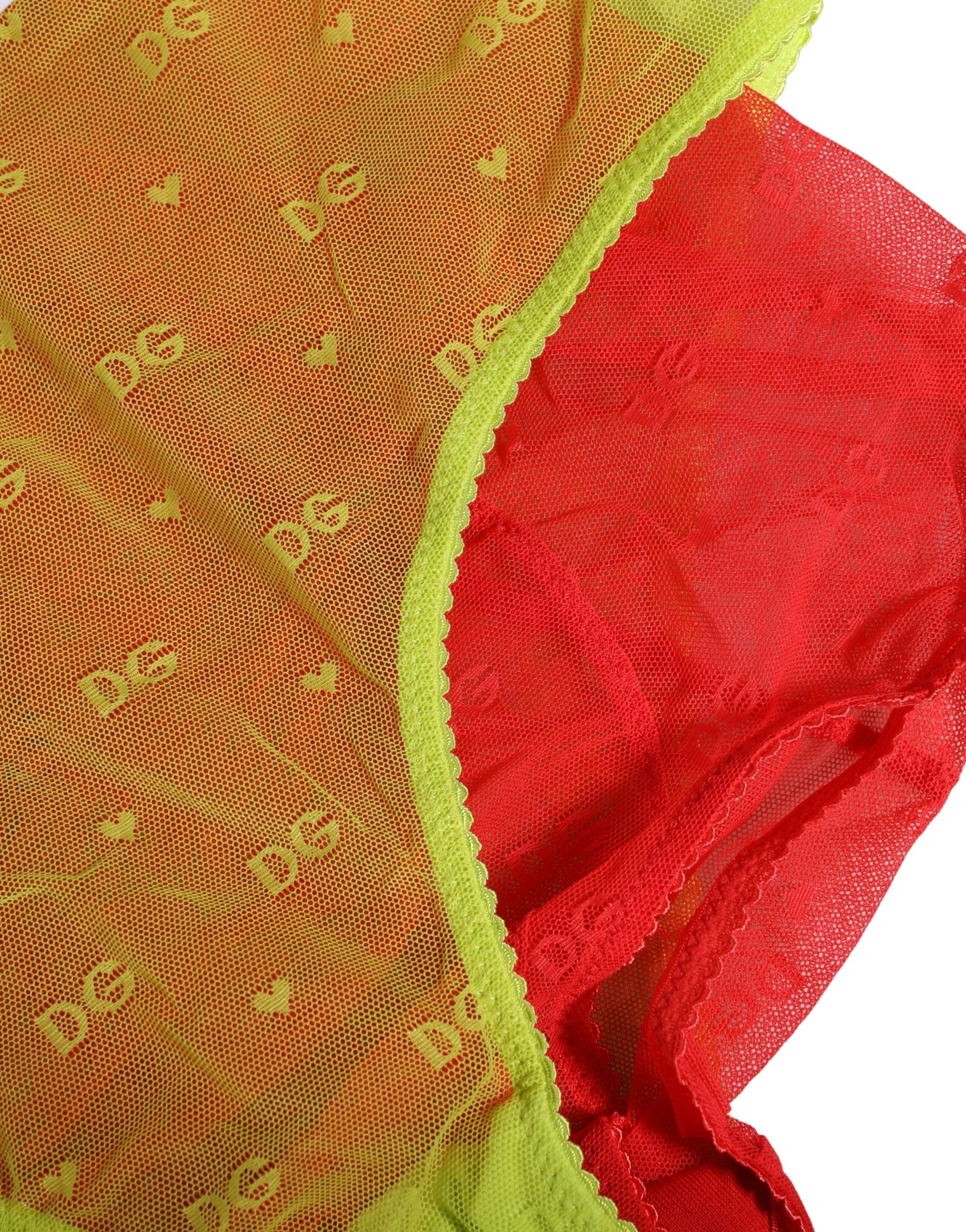 Dolce & Gabbana Rote gelbe Tüll-Panty mit mittlerer Taille