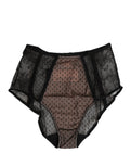Dolce & Gabbana Schwarzer transparenter Spitzen-Slip mit Tupfenmuster und hoher Taille