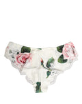 Dolce & Gabbana Weiße Seiden-Panty mit floraler Spitze