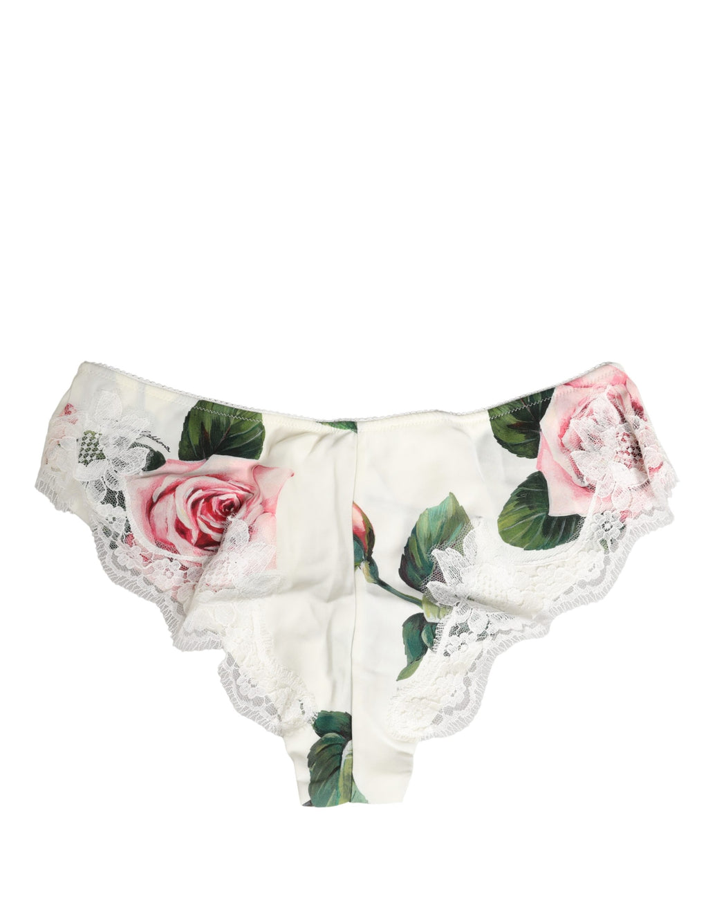 Dolce & Gabbana Weiße Seiden-Panty mit floraler Spitze