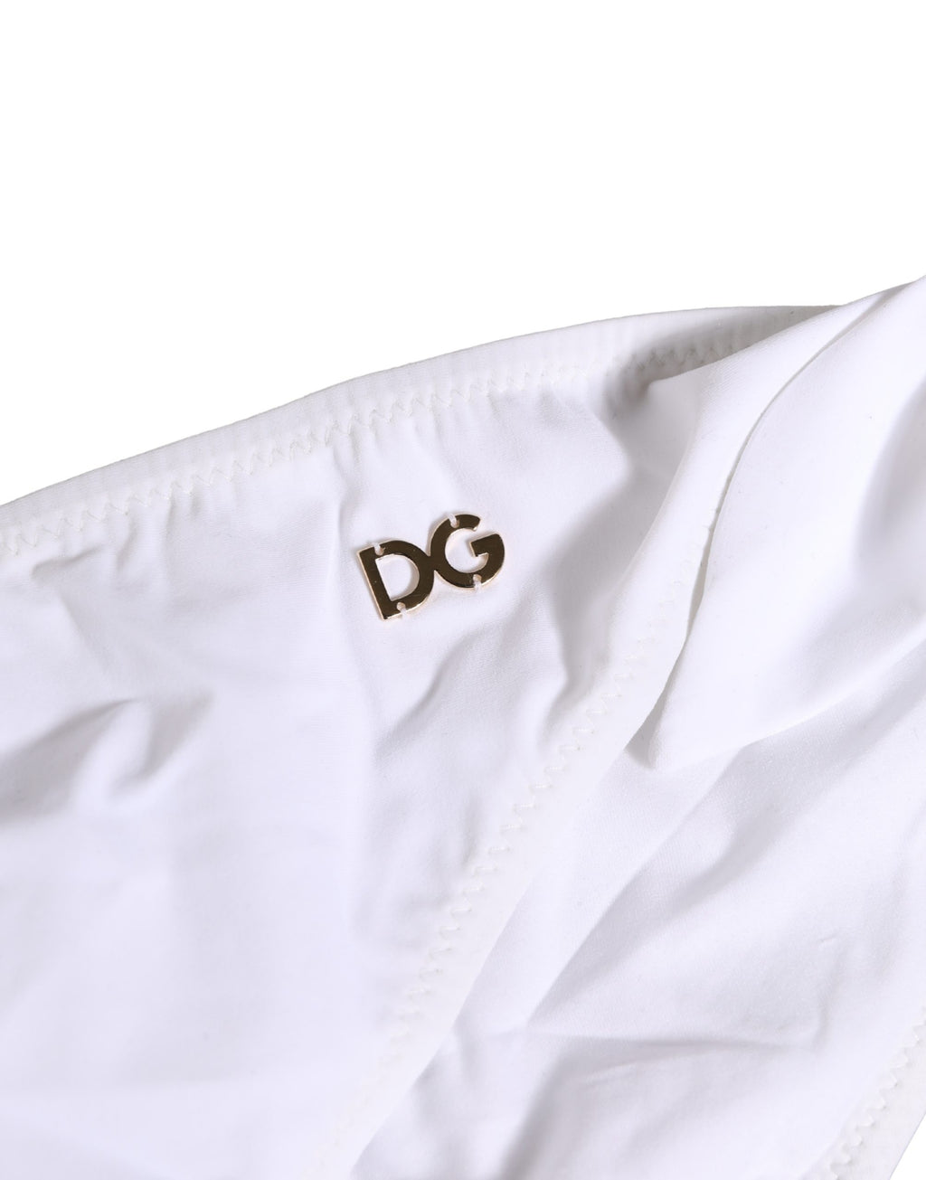 Dolce & Gabbana Weiße Bikinihose aus Nylon mit DG-Logo-Plakette