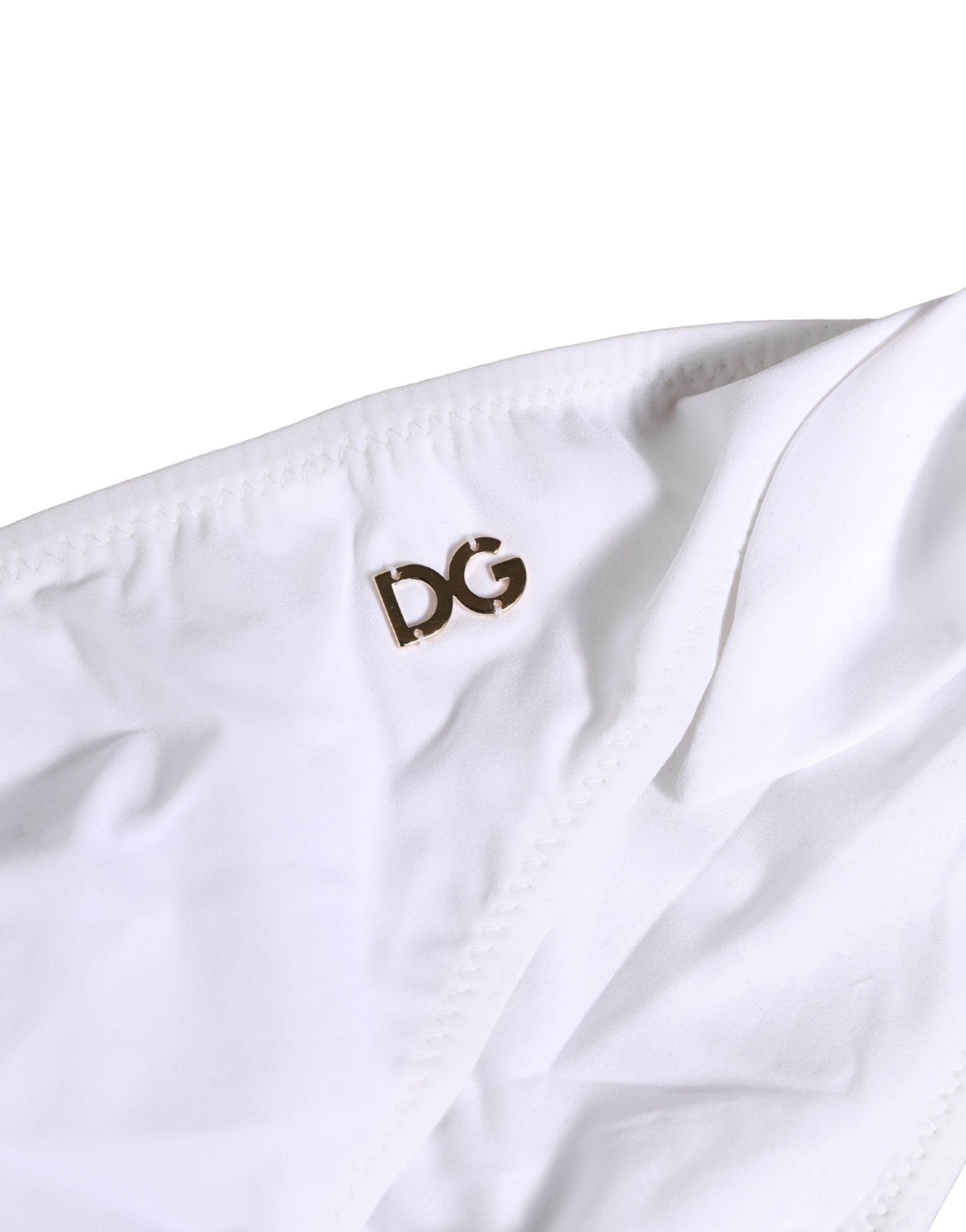 Dolce & Gabbana Weiße Bikinihose aus Nylon mit DG-Logo-Plakette