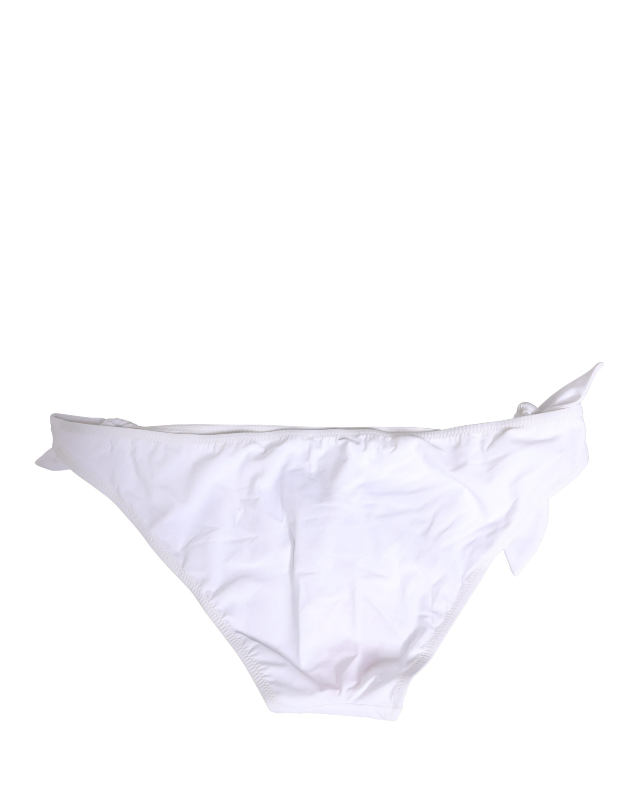 Dolce & Gabbana Weiße Bikinihose aus Nylon mit DG-Logo-Plakette
