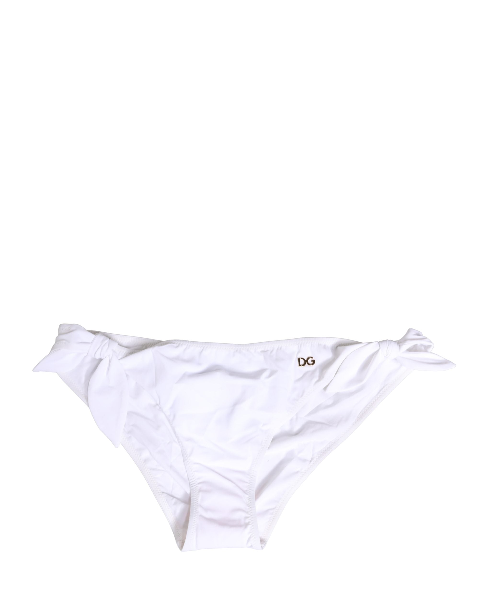 Dolce & Gabbana Weiße Bikinihose aus Nylon mit DG-Logo-Plakette