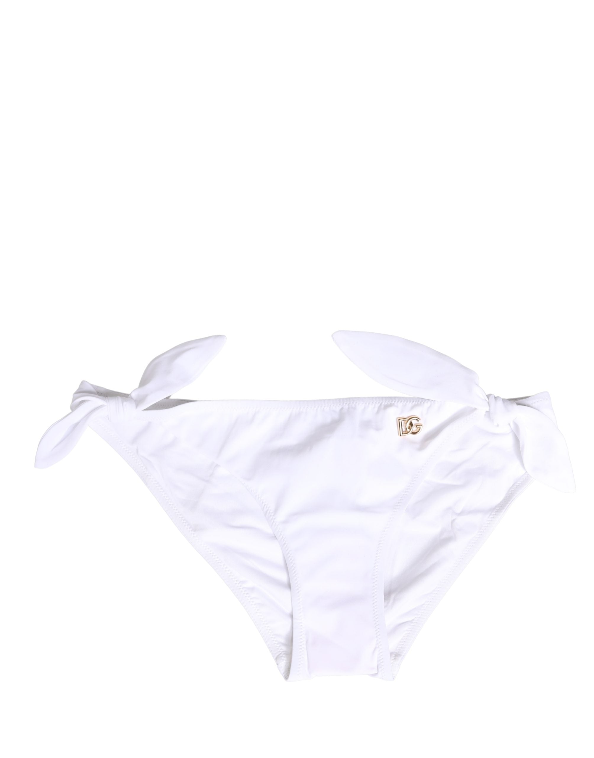 Dolce & Gabbana Weiße Bikinihose aus Nylon mit DG-Logo-Plakette