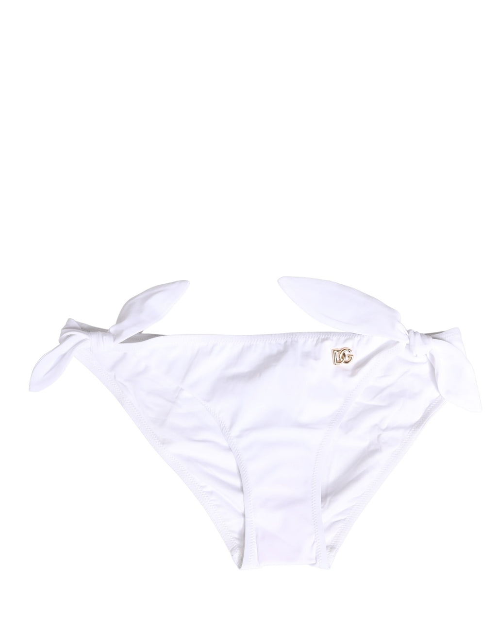 Dolce & Gabbana Weiße Bikinihose aus Nylon mit DG-Logo-Plakette