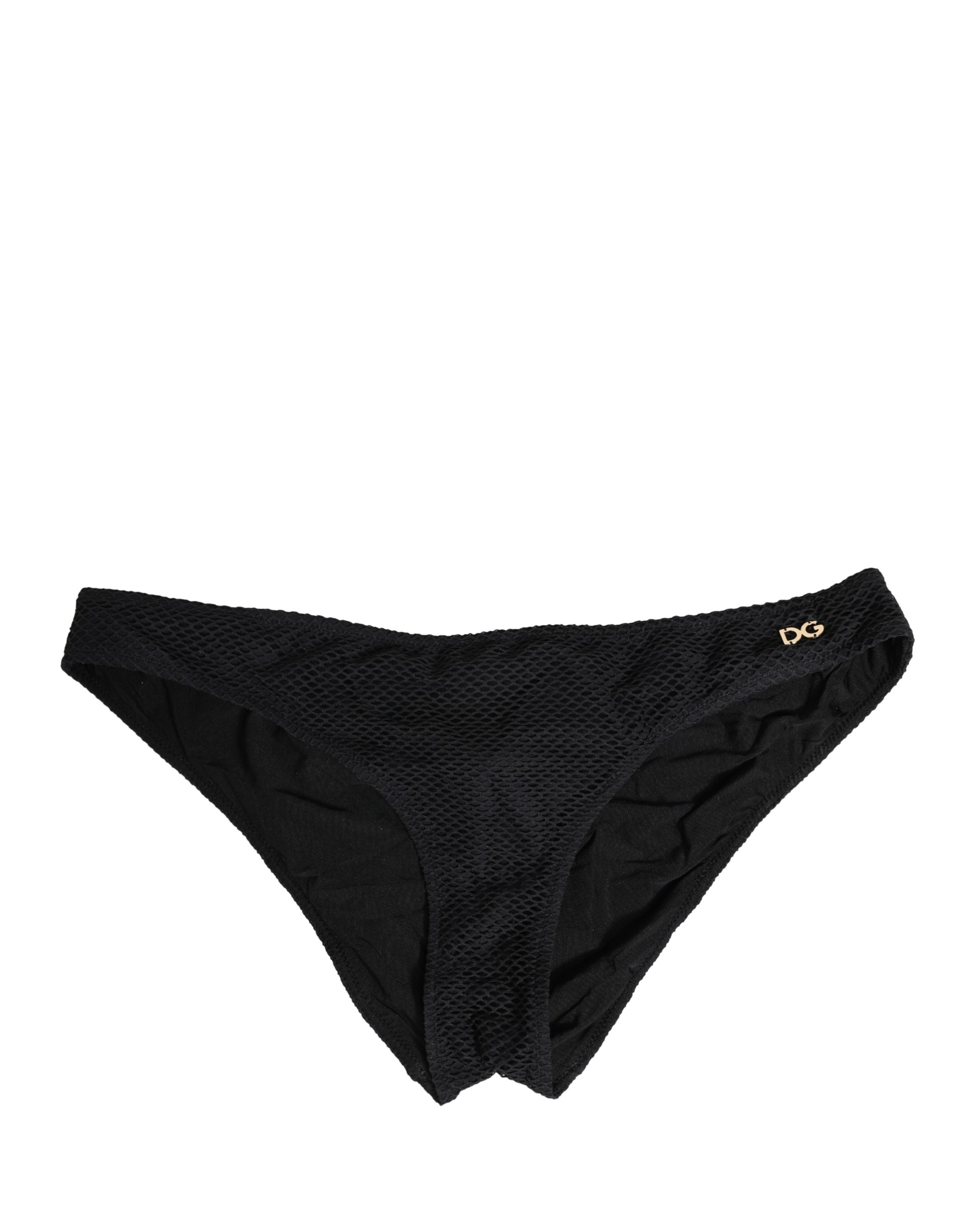 Dolce & Gabbana Schwarze Nylon-Briefs mit DG-Logo-Plakette, Regular Fit